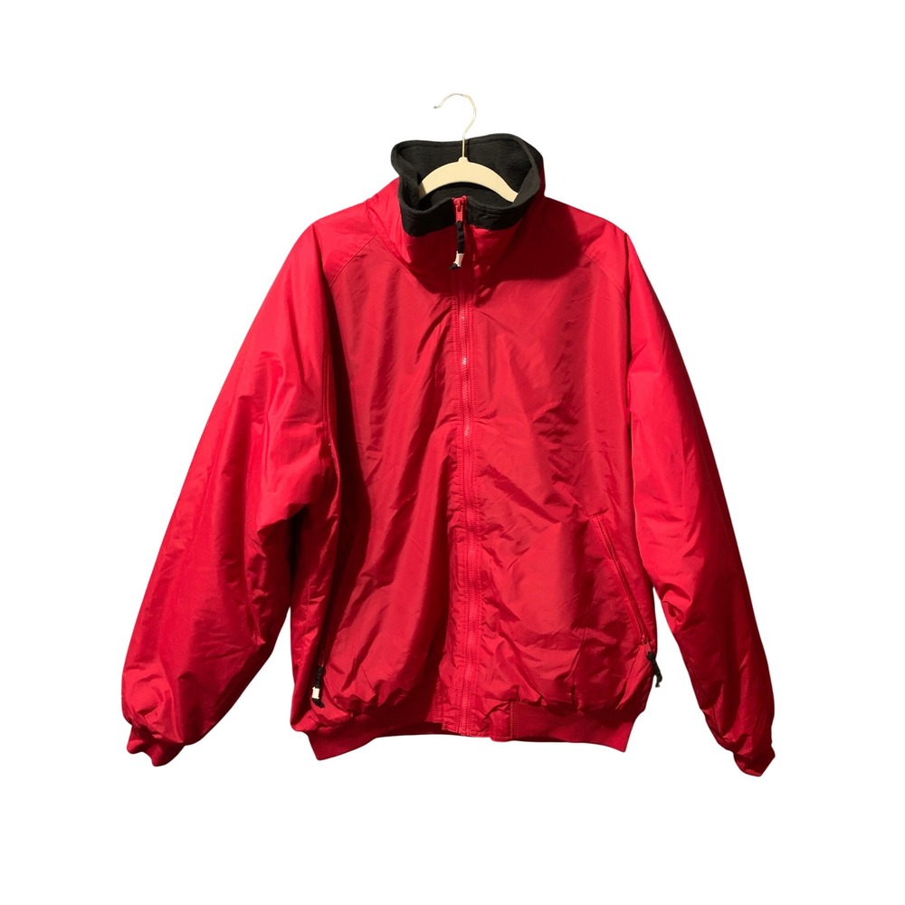Tri-Mountain Jacket Mens XL Red Fleece Lined Nylon Full Zip Bomber EUC Gorpcore